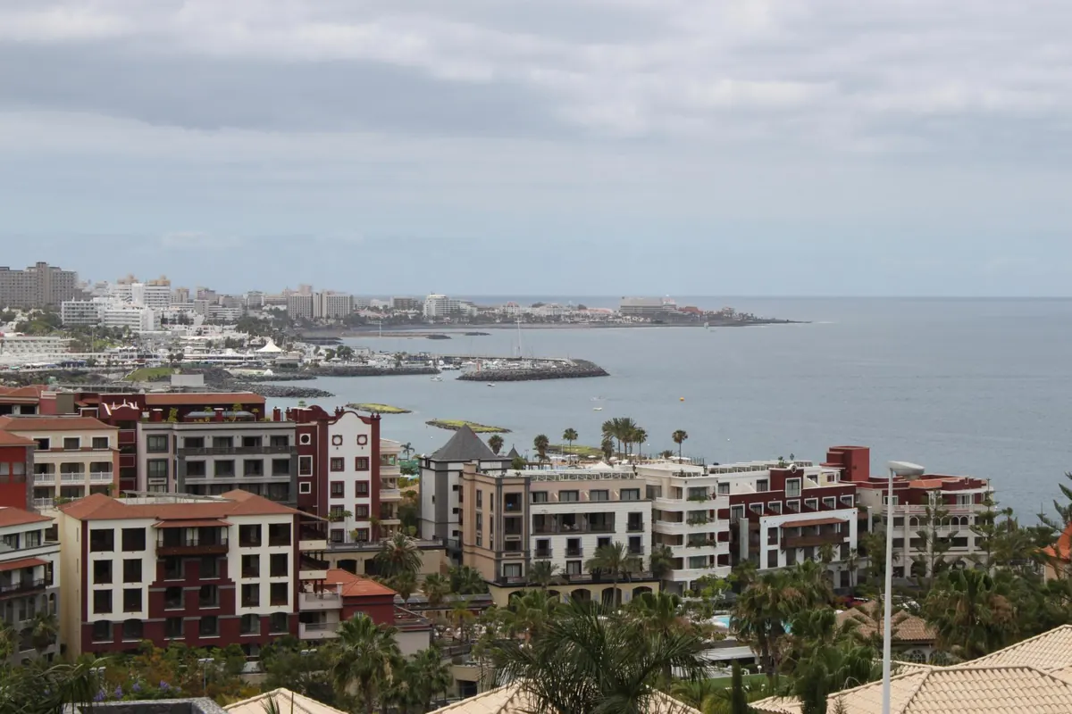 Apartment and hotel buildings along the coast of south Tenerife Apartment and hotel buildings along the coast of south Tenerife