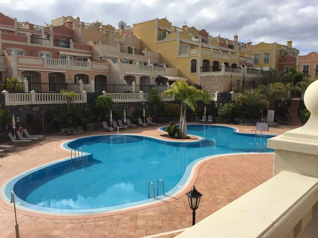 Communal swimming pool on an apartment complex in Tenerife